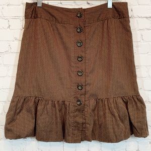 Odille by Anthropologie Button Ruffle bottom skirt